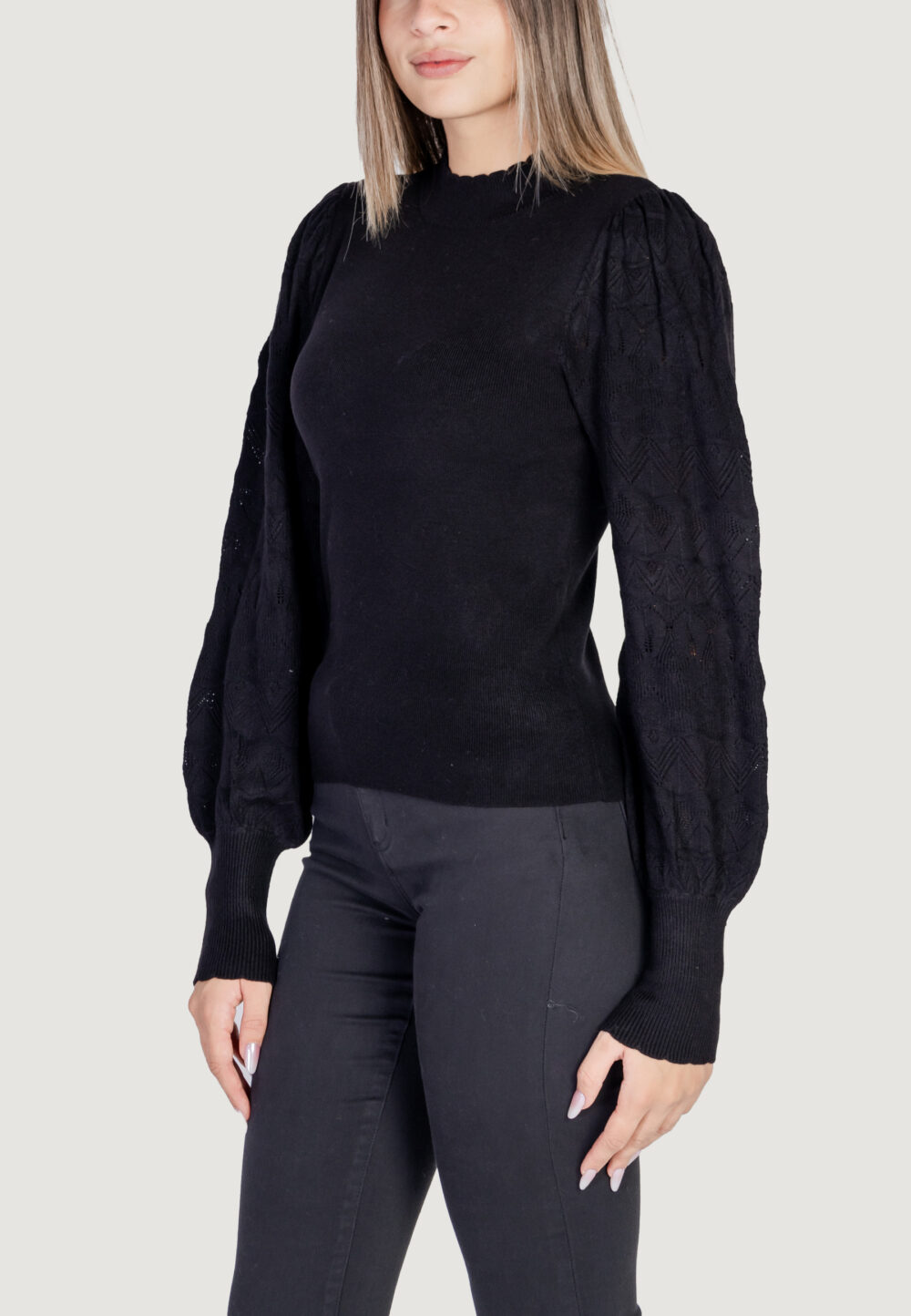 Maglia Vero Moda VMLIMONE LS HIGHNECK PULLOVER GA BOO Nero - Foto 2