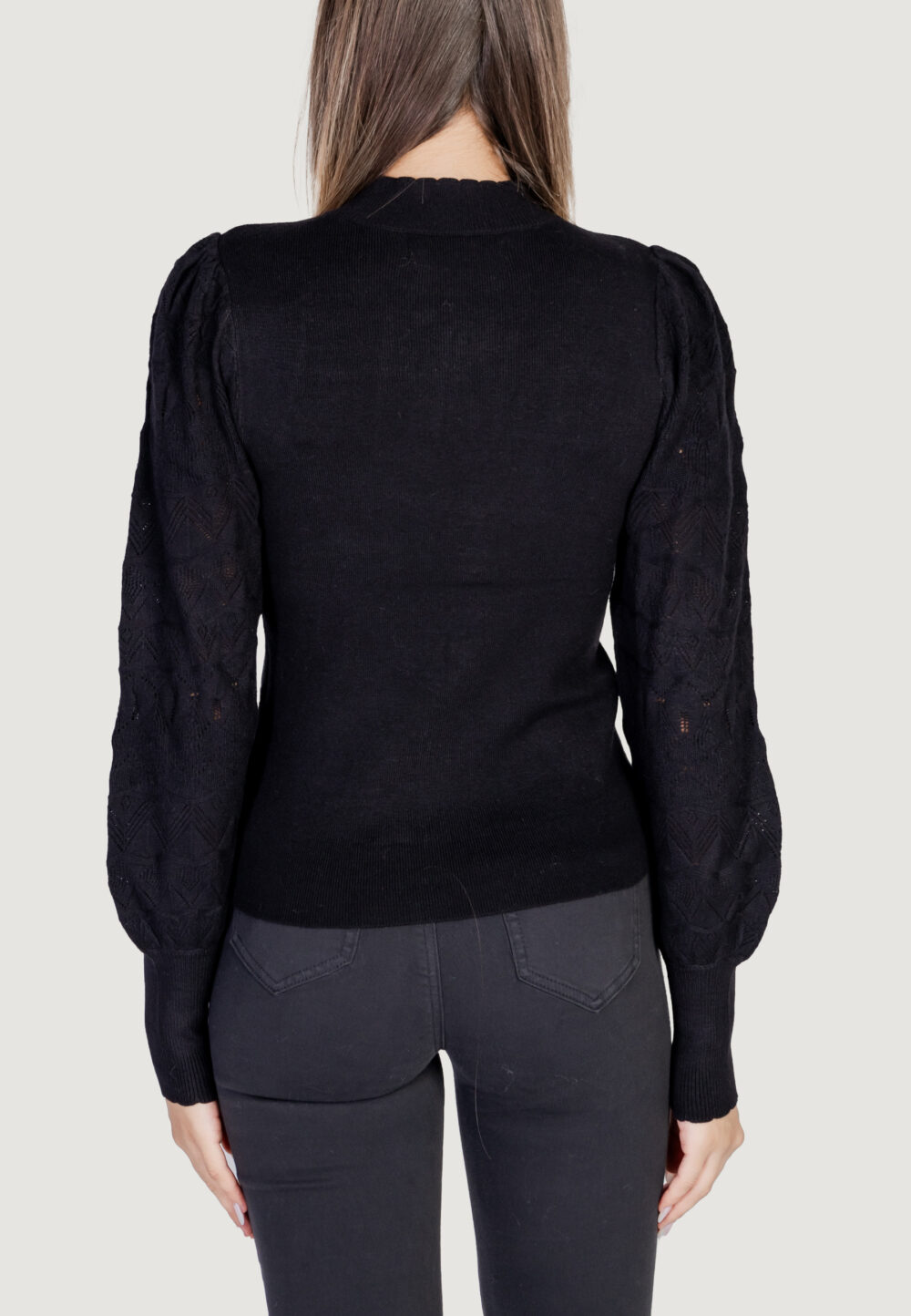 Maglia Vero Moda VMLIMONE LS HIGHNECK PULLOVER GA BOO Nero - Foto 4