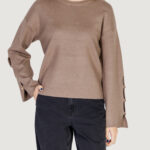 Maglia Vila Clothes VICASSIE L/S BUTTON DETAIL KNIT TOP/R Terra - Fango - Foto 2