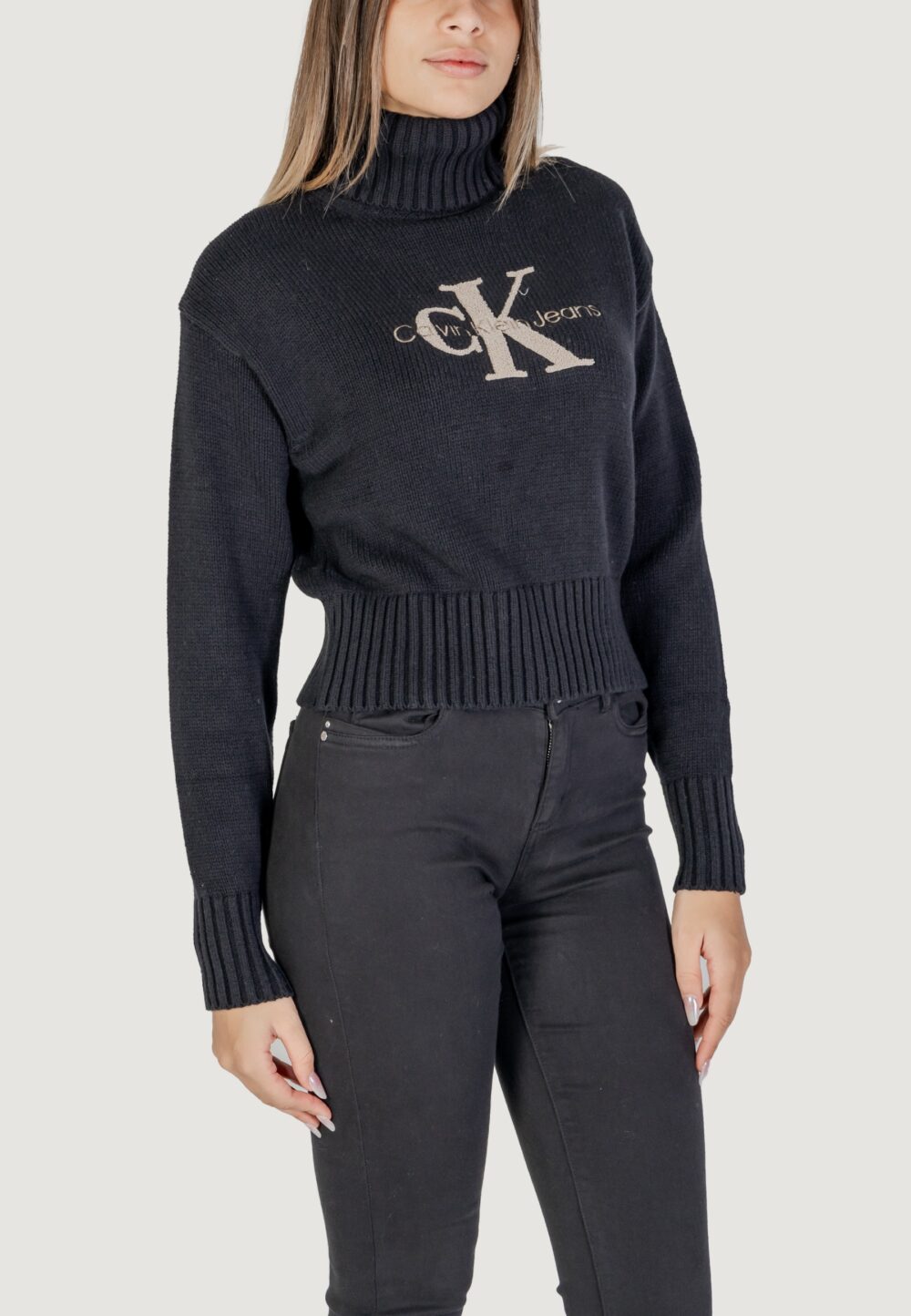 Maglione Calvin Klein Jeans CHENILLE MONOLOGO Nero - Foto 1