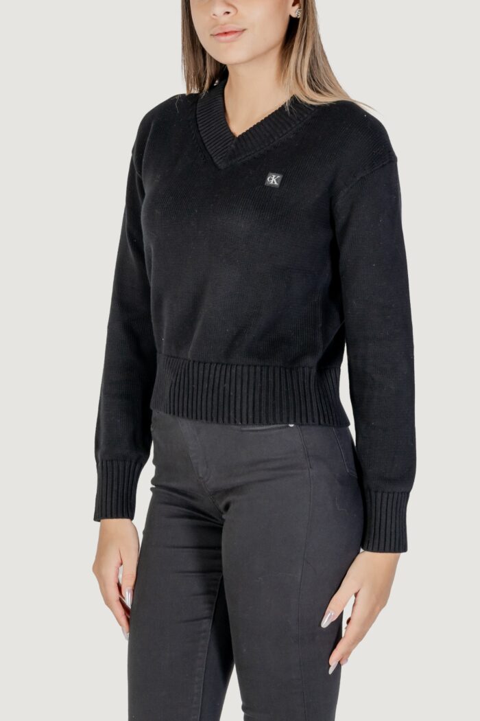 Maglione Calvin Klein CK EMBRO BADGE V-NECK Nero