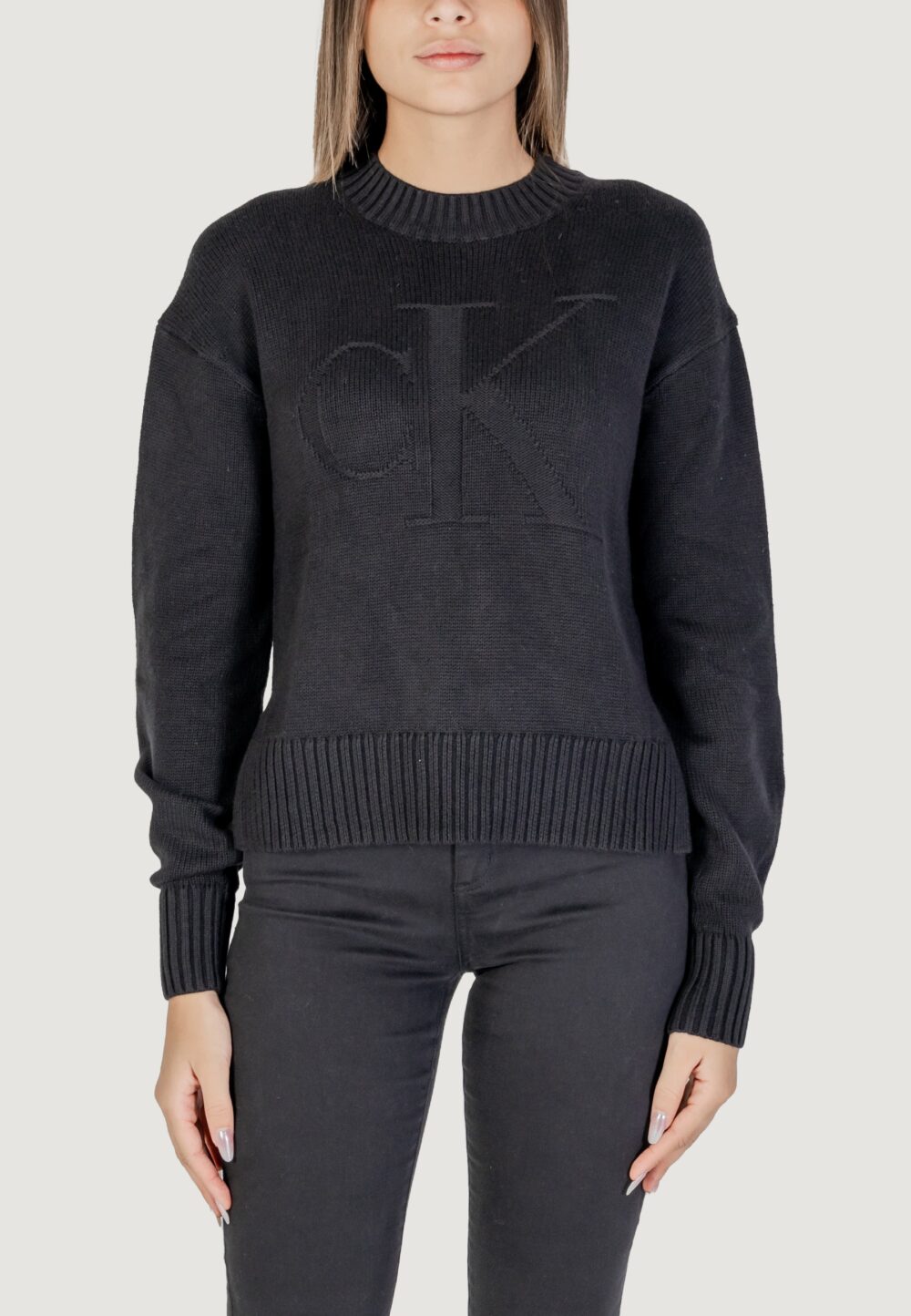 Maglione Calvin Klein Jeans CK INTARSIA LOOSE Nero - Foto 1