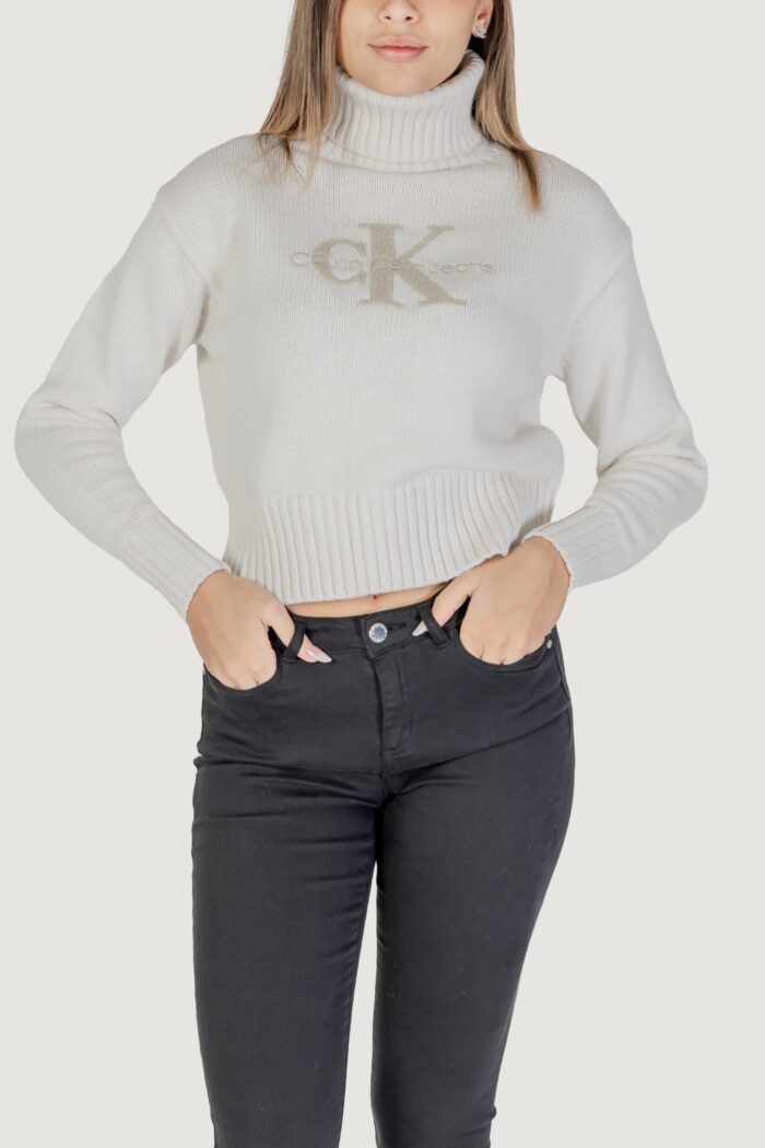 Maglione Calvin Klein CHENILLE MONOLOGO Panna