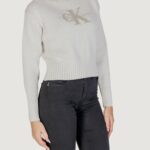 Maglione Calvin Klein Jeans CHENILLE MONOLOGO Panna - Foto 3