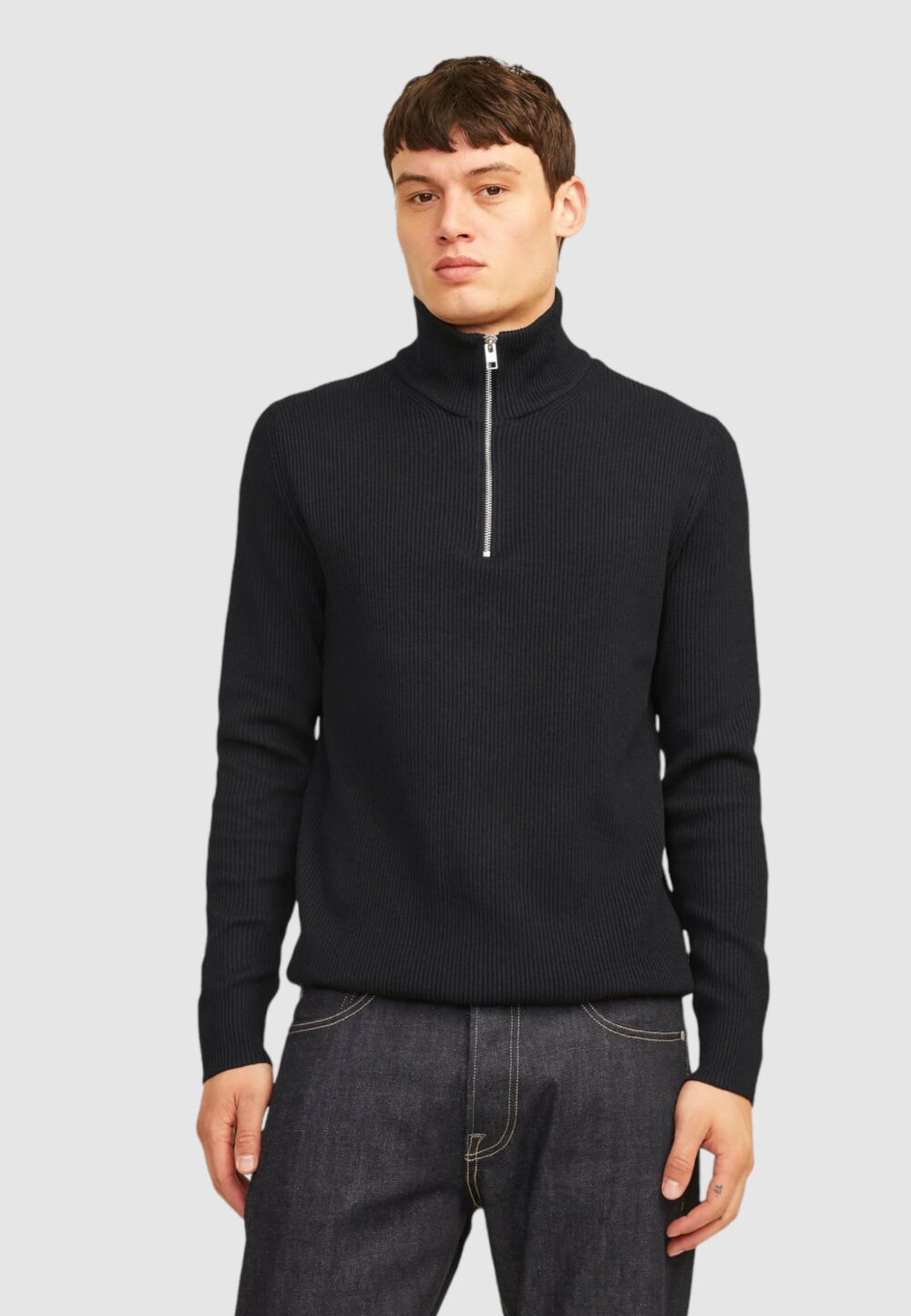 Maglione Jack Jones Jjeperfect Knit Half Zip Nero - Foto 3