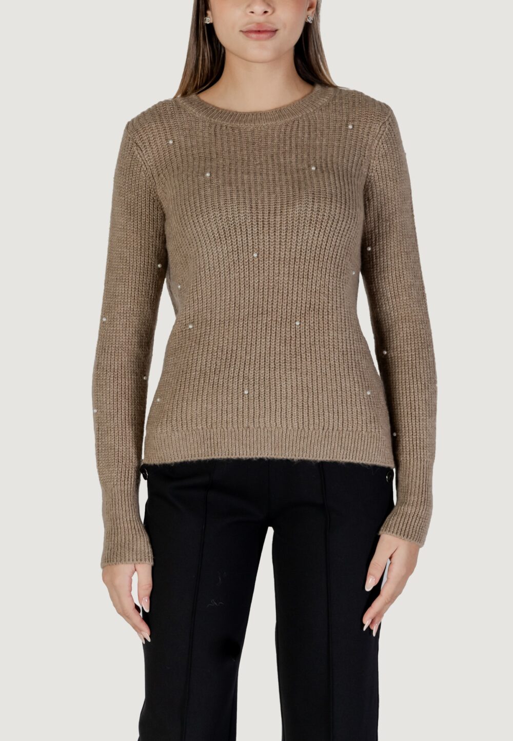 Maglione Only ONLCAROLIA LS O-NECK BF KNT Beige chiaro - Foto 1