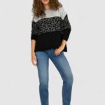 Maglione Only Onljade Animal Ls O-Neck Noos Knt Grigio Chiaro - Foto 4