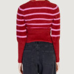 Maglione Only Onlpiumo Ls Puff Stripe O-Neck Cc Knt Rosso - Foto 4