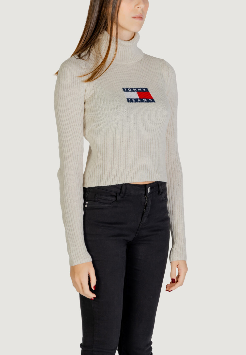 Maglione Tommy Hilfiger Jeans TJW MELANGE TRTLNCK Beige chiaro - Foto 2