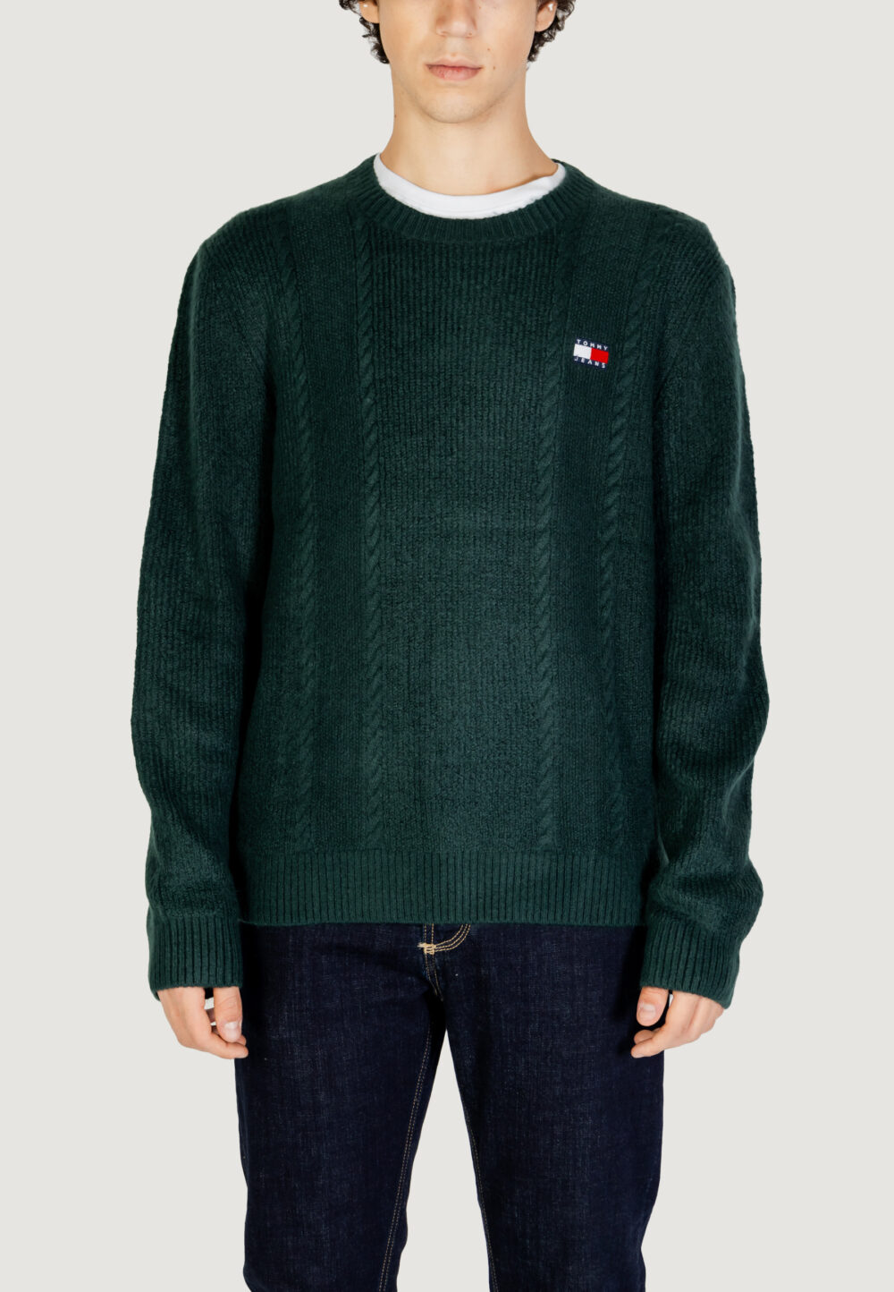 Maglione Tommy Hilfiger Jeans TJM CABLE KNIT Verde Scuro - Foto 1