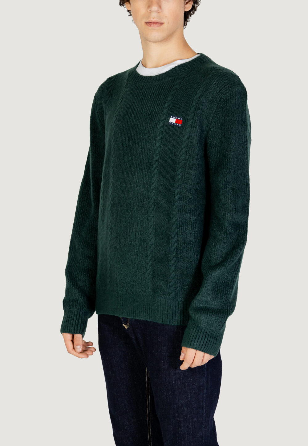 Maglione Tommy Hilfiger Jeans TJM CABLE KNIT Verde Scuro - Foto 2