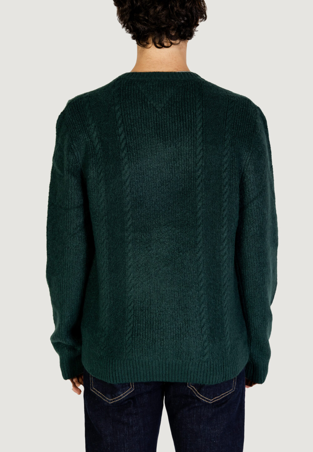 Maglione Tommy Hilfiger Jeans TJM CABLE KNIT Verde Scuro - Foto 3