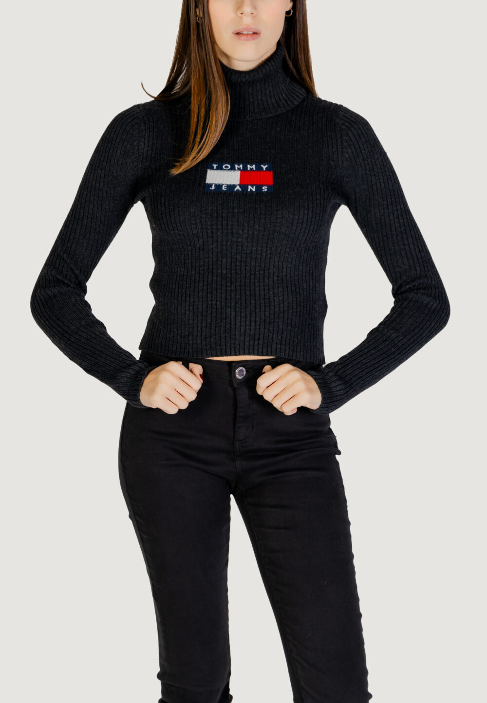 Maglione Tommy Hilfiger Jeans TJW MELANGE TRTLNCK Nero - Foto 1