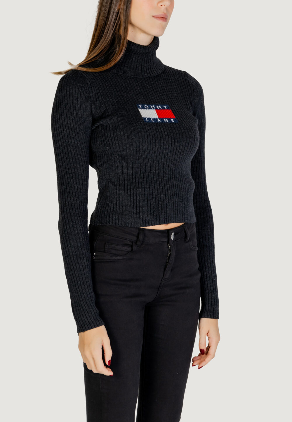 Maglione Tommy Hilfiger Jeans TJW MELANGE TRTLNCK Nero - Foto 2