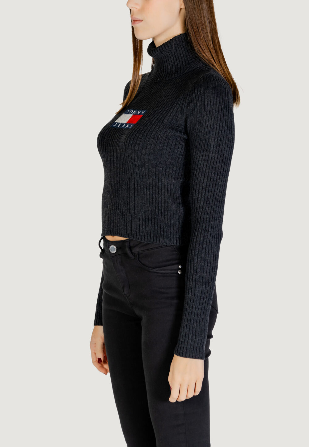 Maglione Tommy Hilfiger Jeans TJW MELANGE TRTLNCK Nero - Foto 3