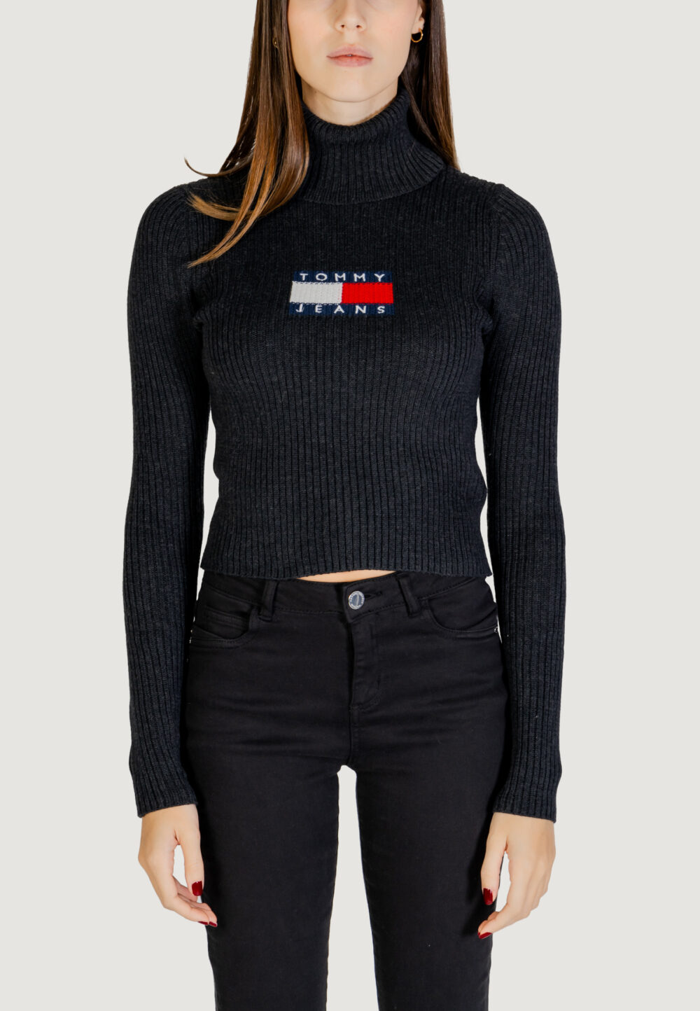 Maglione Tommy Hilfiger Jeans TJW MELANGE TRTLNCK Nero - Foto 5