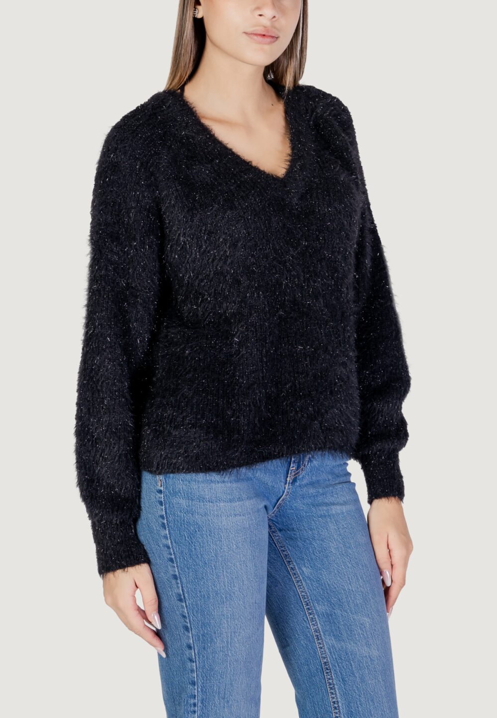 Maglione Vero Moda VMNERA LS V-NECK PULLOVER BOO Nero - Foto 3