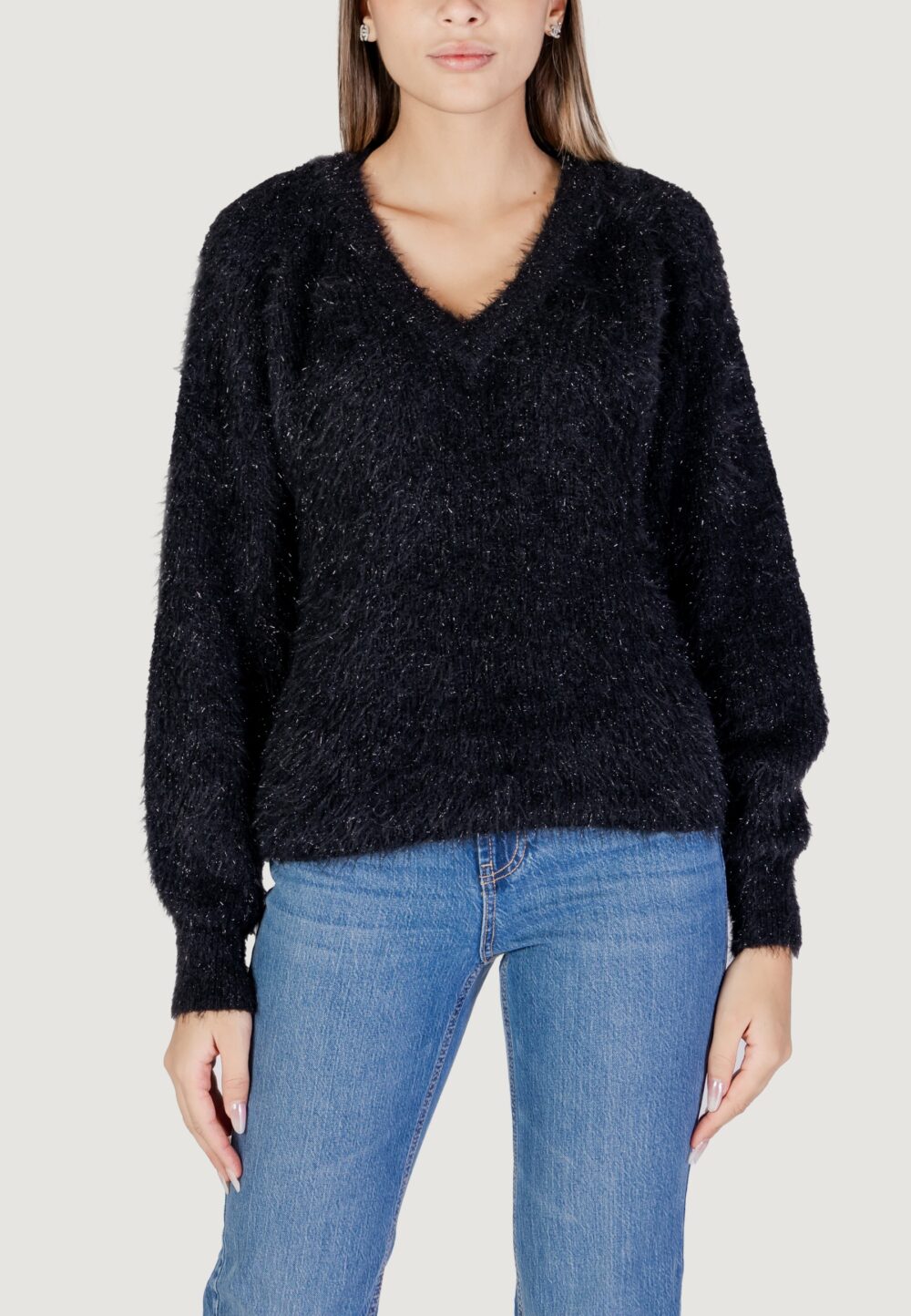 Maglione Vero Moda VMNERA LS V-NECK PULLOVER BOO Nero - Foto 5