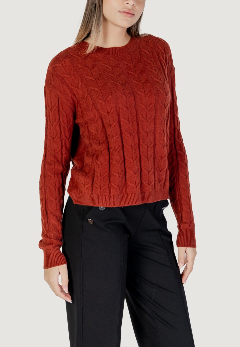 Maglione Vero Moda VMTILDA LS O-NECK 2WAY PULLOVER BOO Ruggine - Foto 3