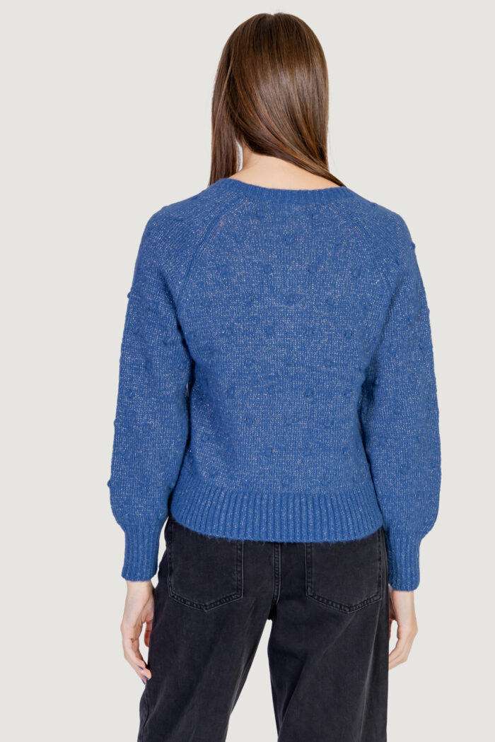 Maglione Vila Clothes VITULI L/S V-NECK GLITER KNIT TOP/PB Blue Denim