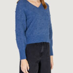 Maglione Vila Clothes VITULI L/S V-NECK GLITER KNIT TOP/PB Blue Denim - Foto 3