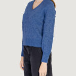 Maglione Vila Clothes VITULI L/S V-NECK GLITER KNIT TOP/PB Blue Denim - Foto 4