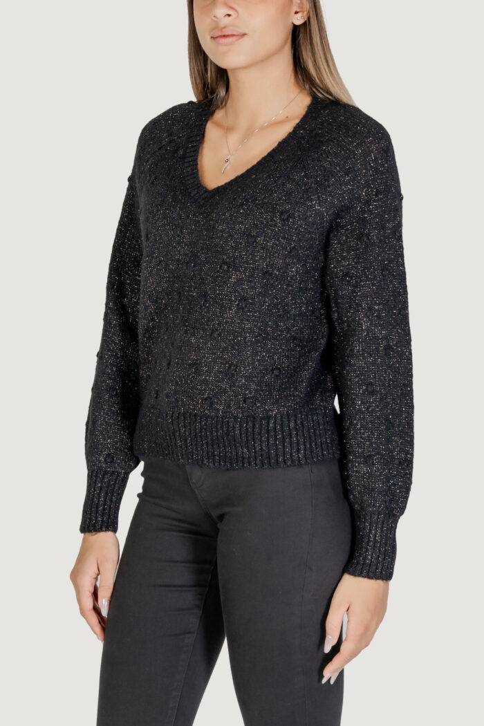 Maglione Vila Clothes VITULI L/S V-NECK GLITER KNIT TOP/PB Nero