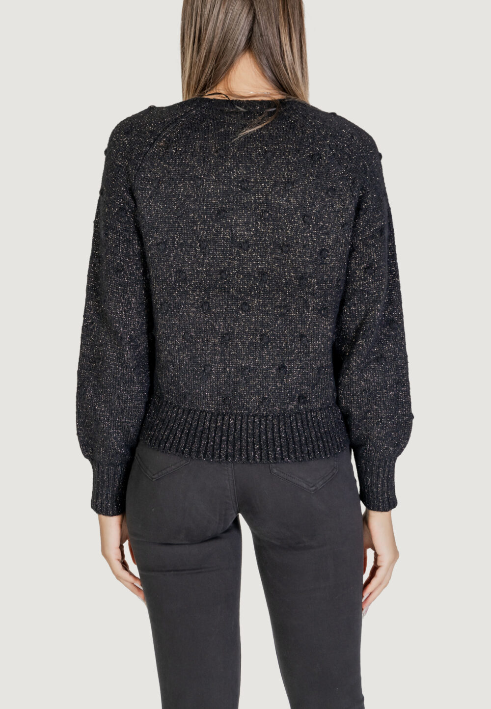 Maglione Vila Clothes VITULI L/S V-NECK GLITER KNIT TOP/PB Nero - Foto 4