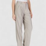 Pantaloni a palazzo Vero Moda VMELI HW HERRINGBONE STRAIGHT PANTS Grigio Chiaro - Foto 3