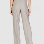 Pantaloni a palazzo Vero Moda VMELI HW HERRINGBONE STRAIGHT PANTS Grigio Chiaro - Foto 4