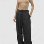 Pantaloni a palazzo Vero Moda VMSILJE MW WIDE PINSTRIPE PANTS Grigio Scuro - Foto 3