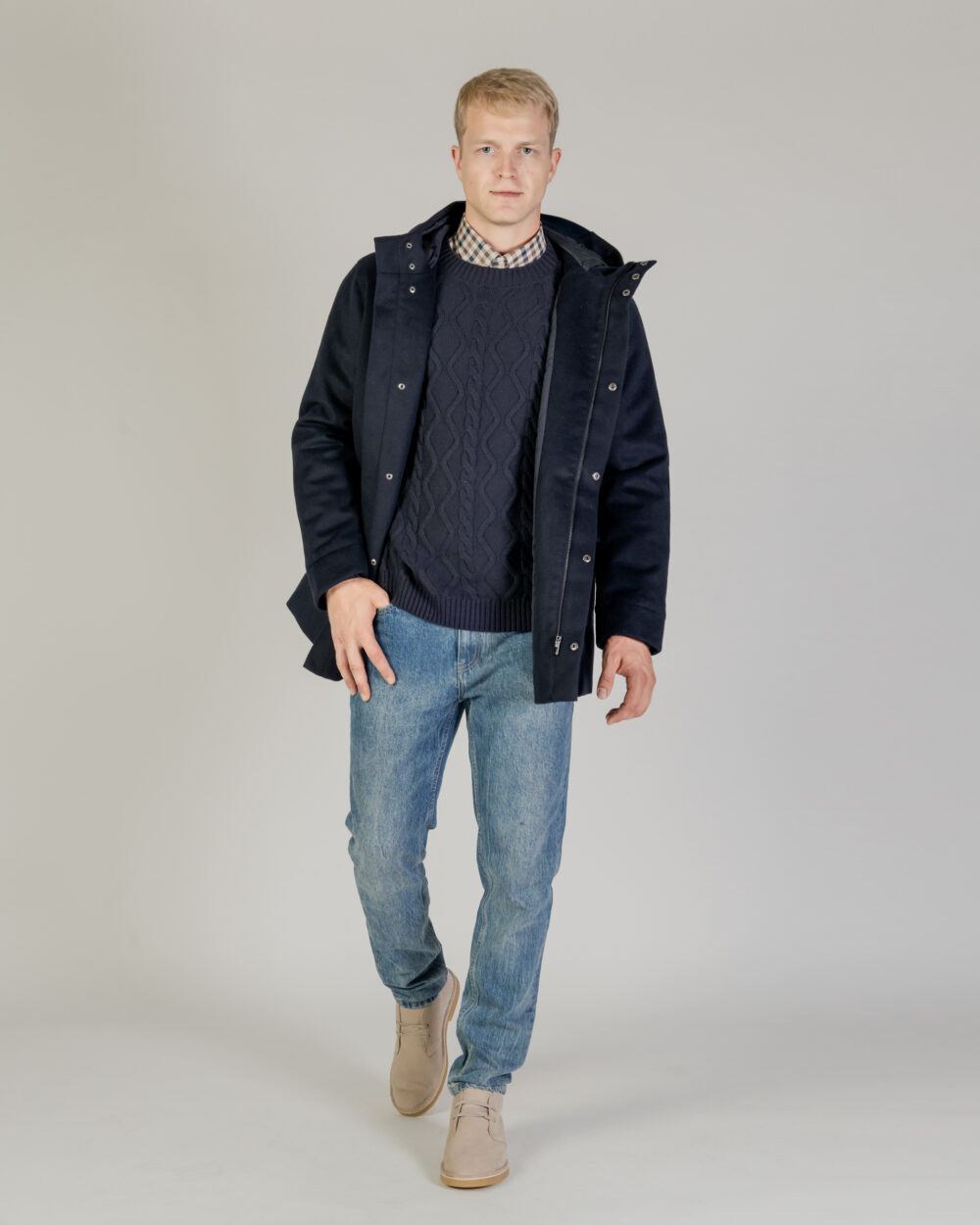 Parka Aquascutum WOOL HOODED ACTIVE COAT Blu - Foto 5