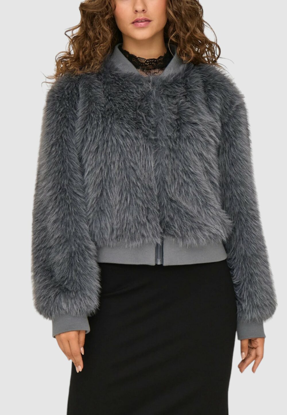 Pelliccia ecologica Only Onlmanny Faux Fur Cc Otw Grigio Scuro - Foto 3