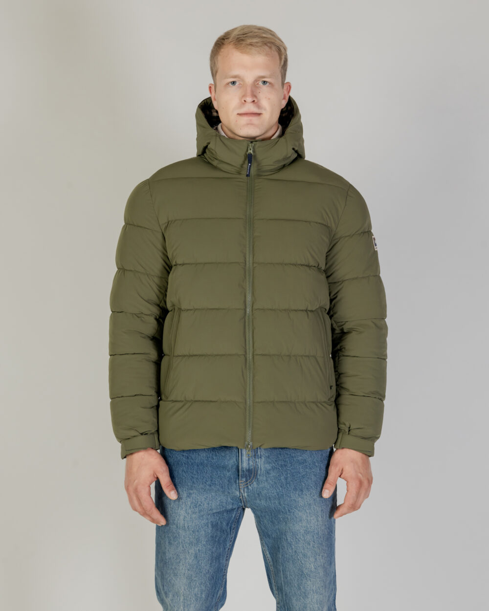 Piumino Aquascutum SP HOODED PUFFER JACKET Verde Oliva - Foto 1