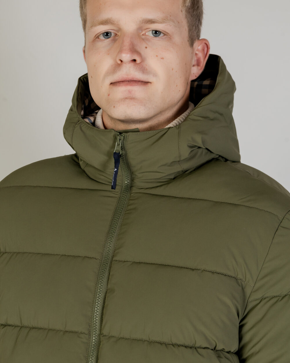 Piumino Aquascutum SP HOODED PUFFER JACKET Verde Oliva - Foto 2