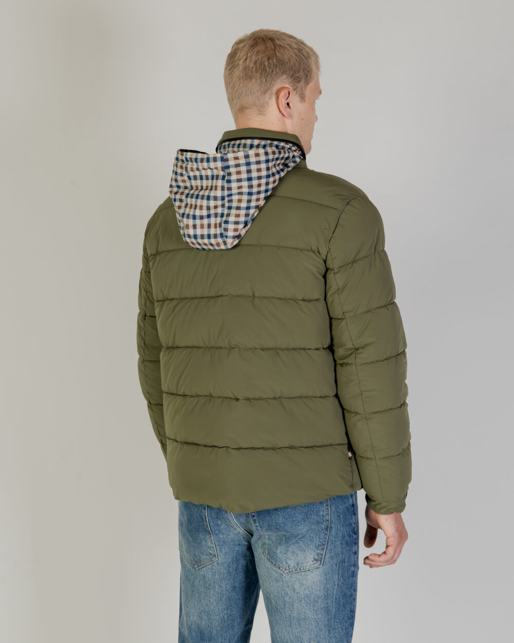 Piumino Aquascutum SP MOCKNECK PUFFER JACKET Verde Oliva - Foto 3