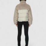 Piumino Only ONLWANJA FUR PUFFER MIX JACKET NOOS OT Beige chiaro - Foto 4