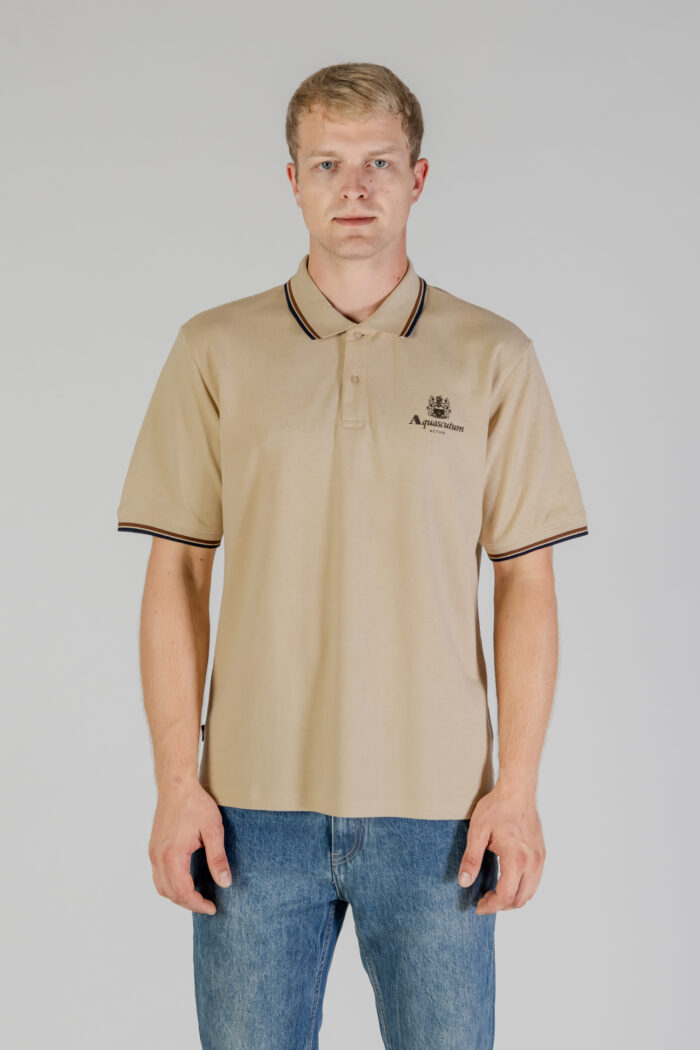 Polo manica corta Aquascutum ACTIVE PIQUET STRIPES POLO Beige