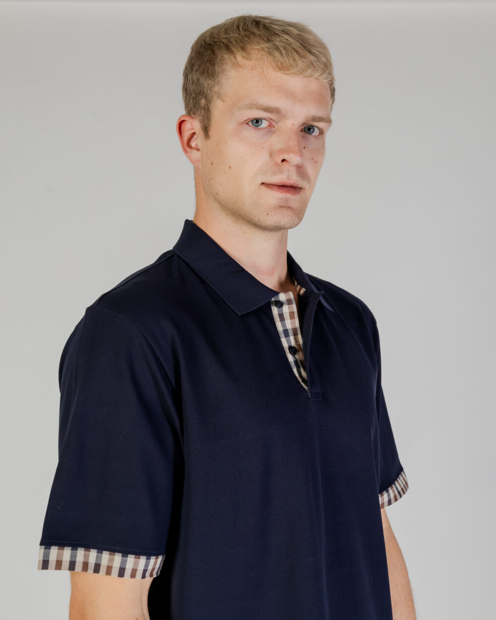 Polo manica corta Aquascutum SUPIMA CLUB CHECK SLEEVES POLO Blu - Foto 4