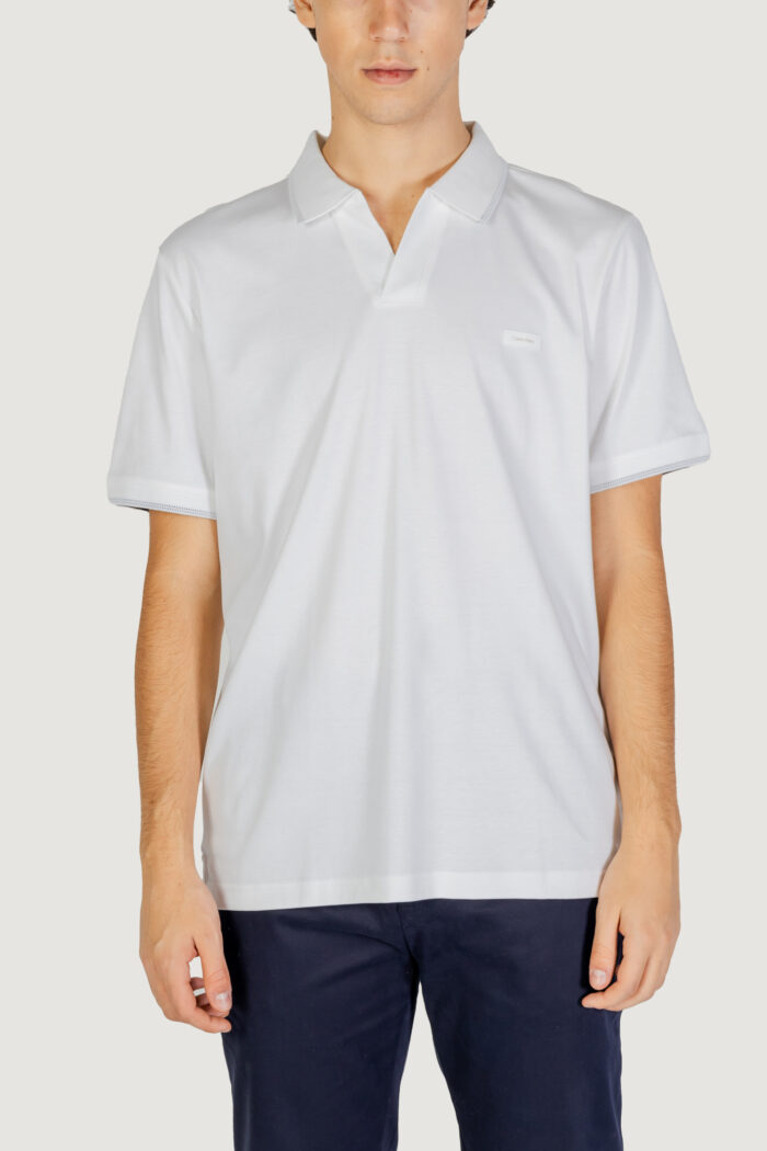 Polo manica corta Calvin Klein SMOOTH COTTON OPEN Bianco