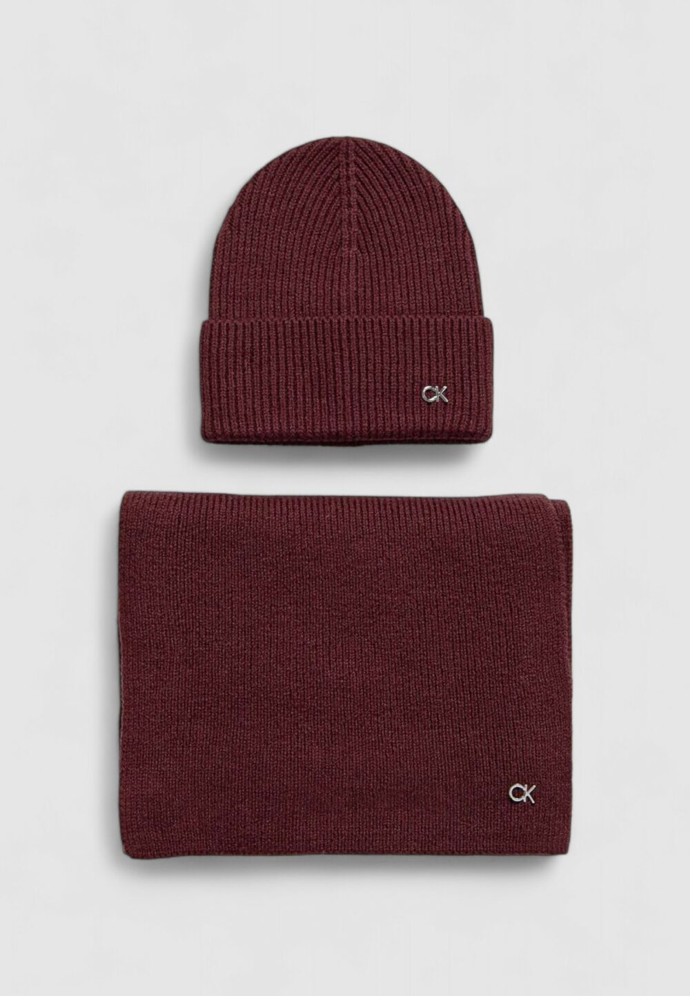 Sciarpa Calvin Klein Jeans CK METAL CHUNKY BEANIE & SCARF Bordeaux - Foto 1