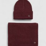 Sciarpa Calvin Klein Jeans CK METAL CHUNKY BEANIE & SCARF Bordeaux - Foto 1