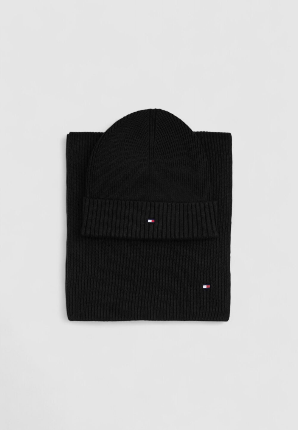 Sciarpa Tommy Hilfiger LAG PIMA COTTON BEANIE & SCARF Nero - Foto 2