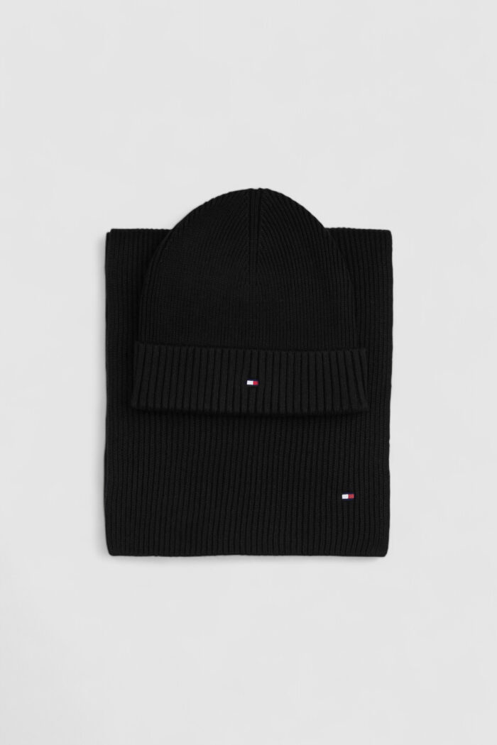 Sciarpa Tommy Hilfiger LAG PIMA COTTON BEANIE & SCARF Nero