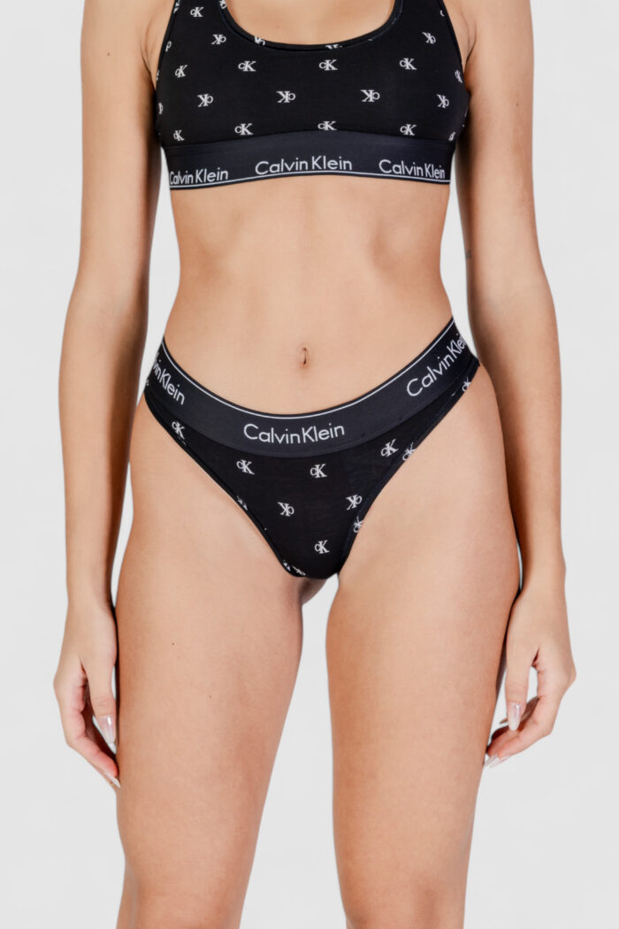 Slip e perizoma Calvin Klein Underwear THONG Black-White