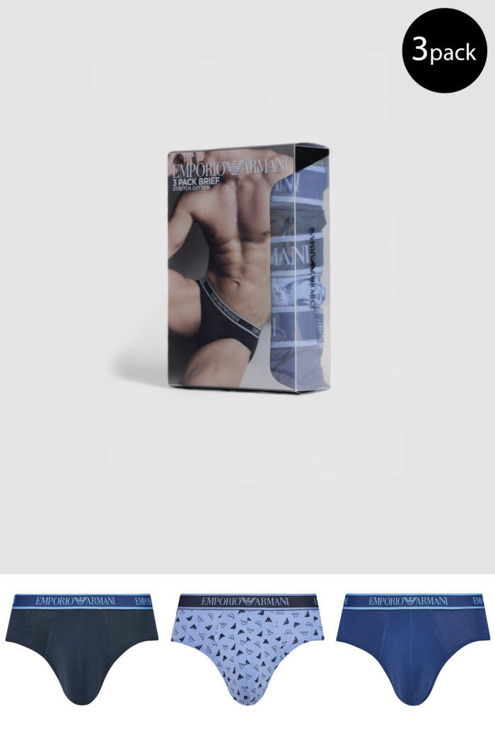 Slip Emporio Armani Underwear 3 PACK BRIEF Azzurro