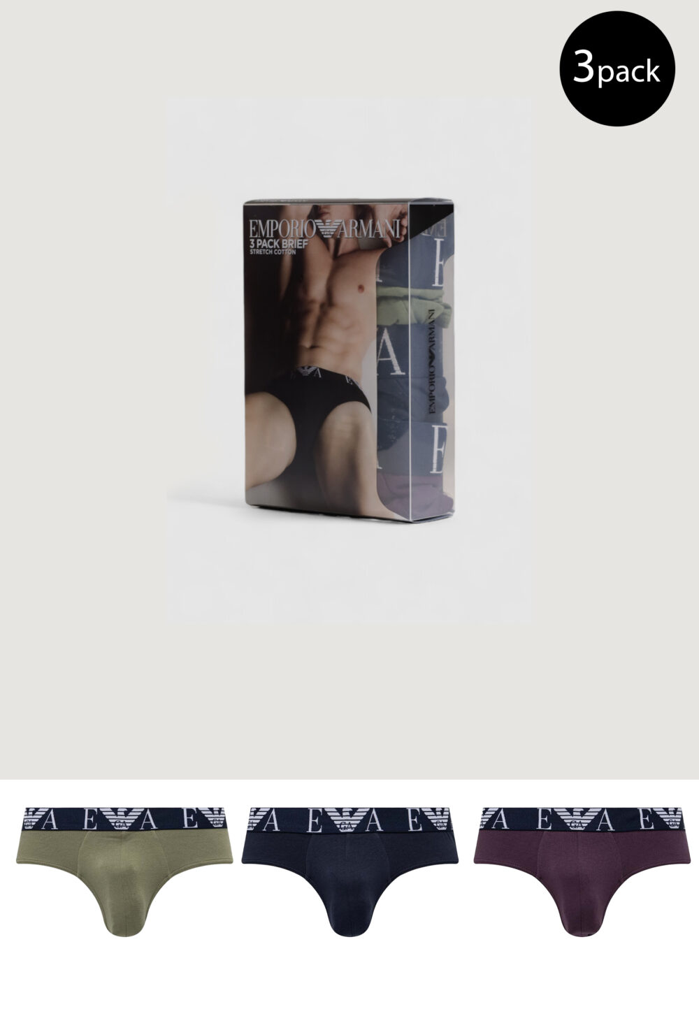 Slip Emporio Armani Underwear 3 PACK BRIEF Blu - Foto 1