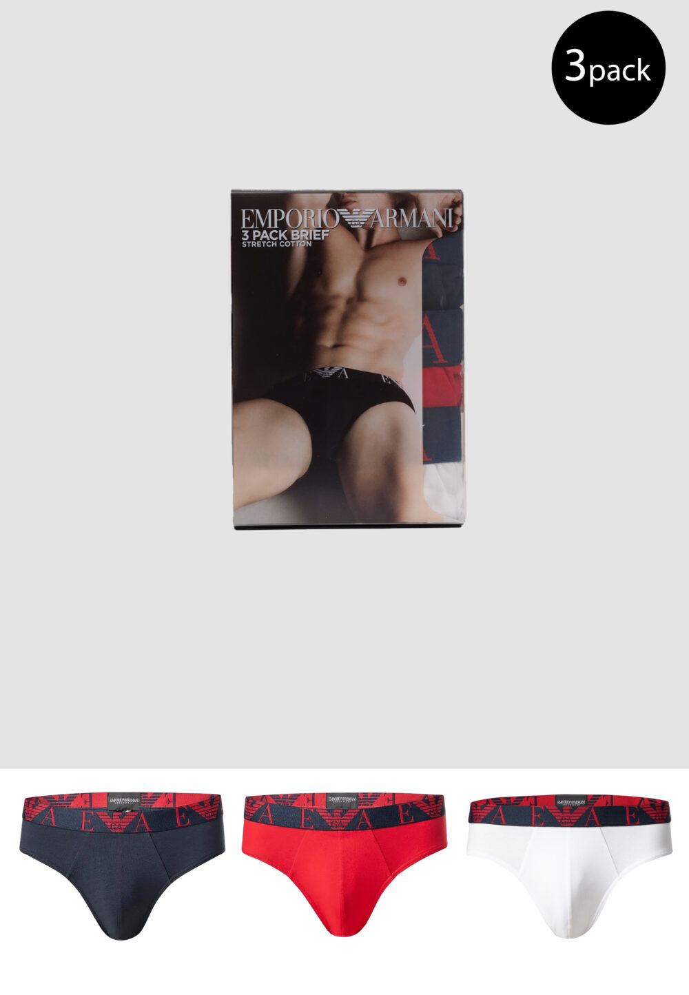 Slip Emporio Armani Underwear 3 PACK BRIEF Rosso - Foto 1