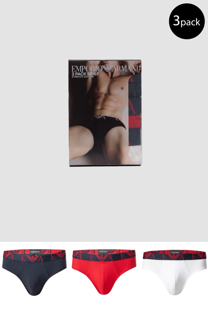 Slip Emporio Armani Underwear 3 PACK BRIEF Rosso