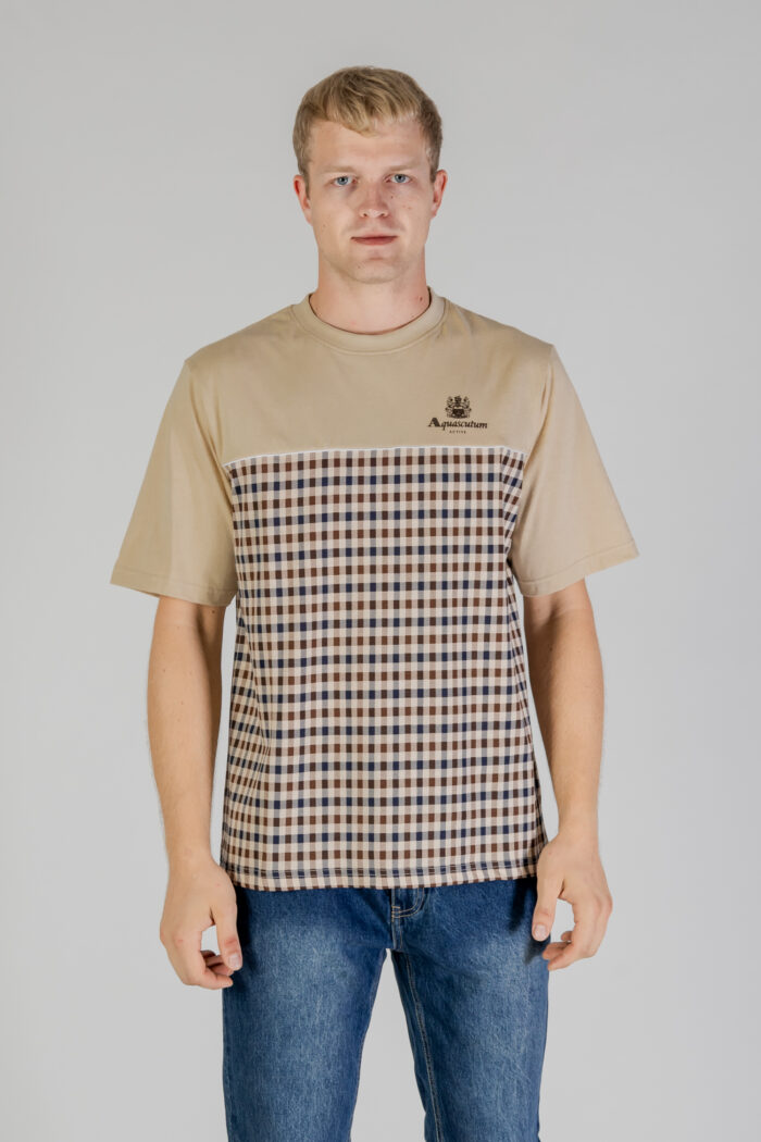 T-shirt Aquascutum ACTIVE CLUB CHECK LOGO T-SHIRT Beige